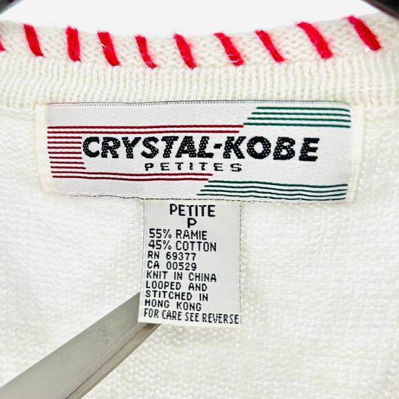 Vintage 80s Crystal-Kobe Cotton Nautical Sailboat Lighthouse Knit Sweater Vest - Picture 6 of 7